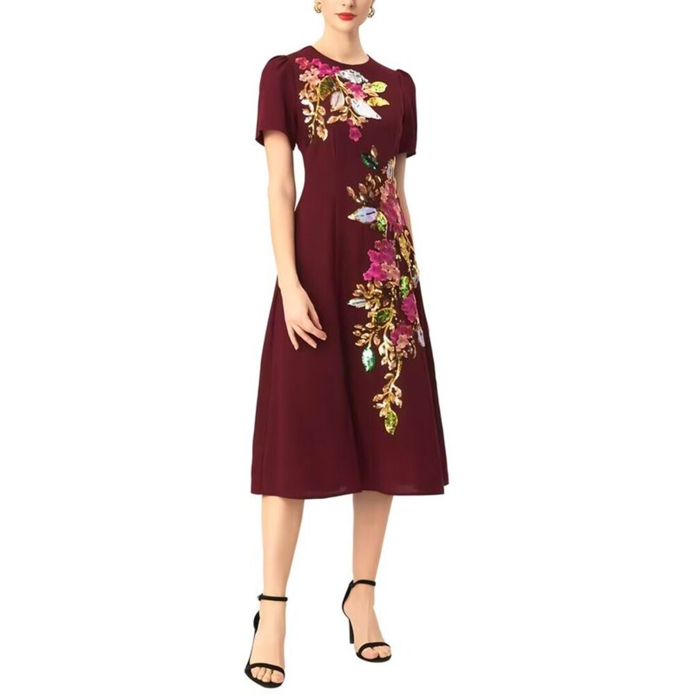 Brc By Burryco Womens Short Sleeve Midi Dress, Red